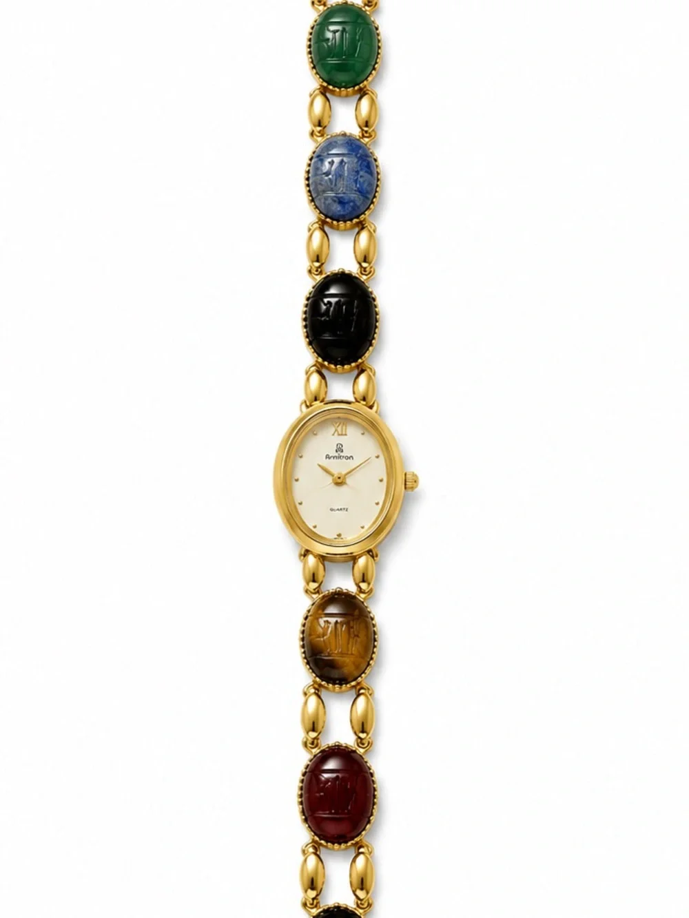 Vintage Armitron Gold-Tone Scarab Bracelet Watch - Egyptian Revival